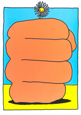 Ben El Halawany a.k.a. El Bebbe Grande Silkscreen poster of a big fist holding a Flower, by Ben el Halawany a.k.a. El Bebbe Grande