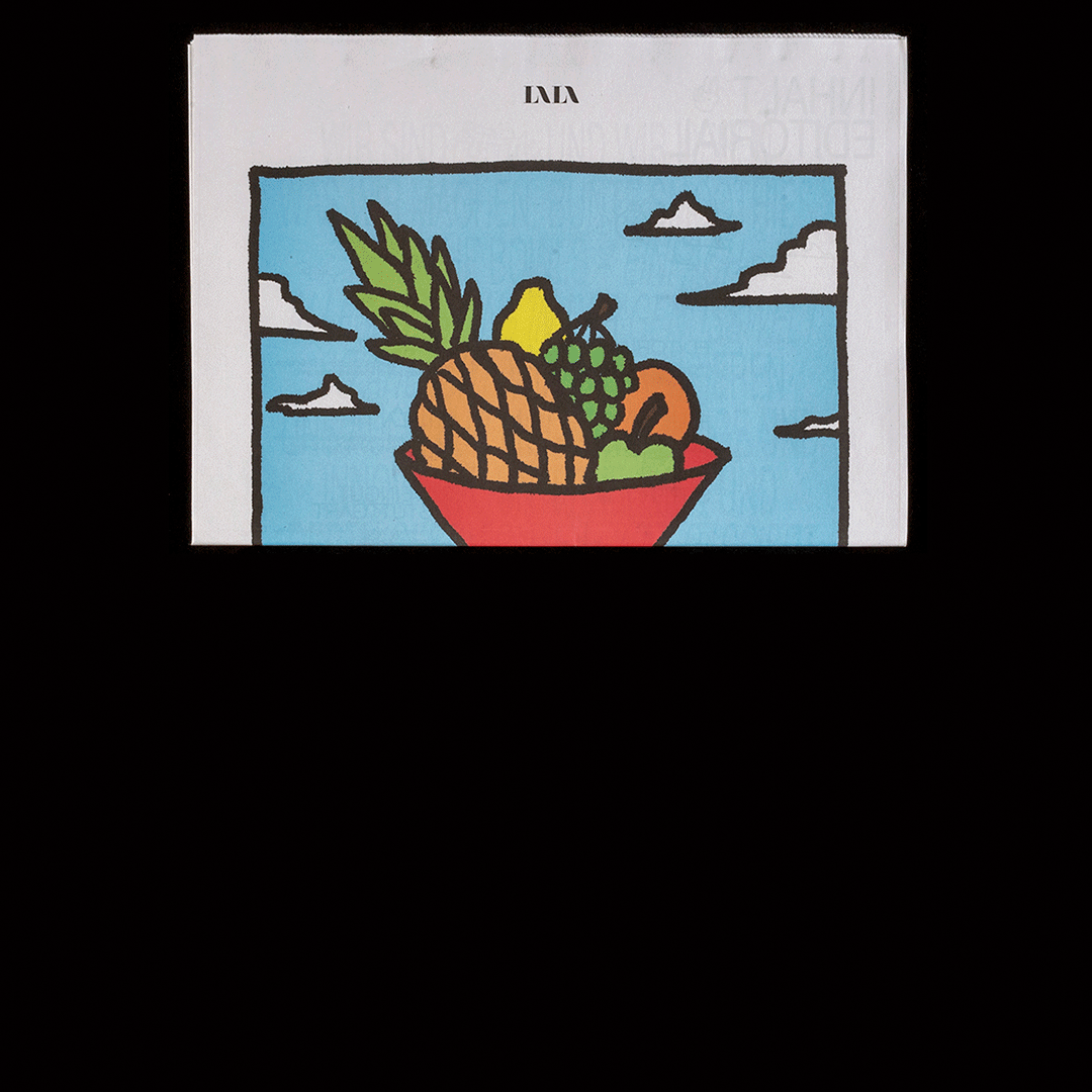 Ben El Halawany a.k.a. El Bebbe Grande Cover illustration for LALA newspaper taking advantage of the folded/unfolded form of the cover by Ben El Halawany