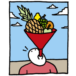 Ben El Halawany a.k.a. El Bebbe Grande Cover illustration for LALA newspaper taking advantage of the folded/unfolded form of the cover by Ben El Halawany