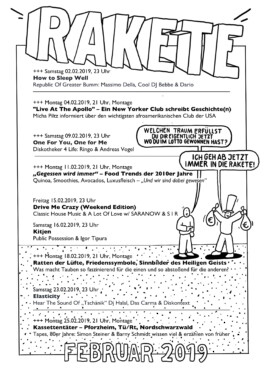 Ben El Halawany a.k.a. El Bebbe Grande Programme for Bar Rakete by Ben el Halawany aka El Bebbe Grande