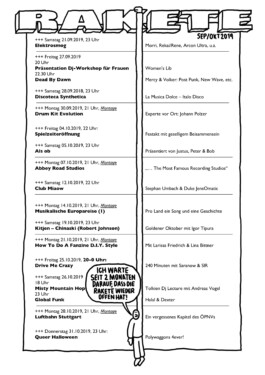 Ben El Halawany a.k.a. El Bebbe Grande Programme for Bar Rakete by Ben el Halawany aka El Bebbe Grande